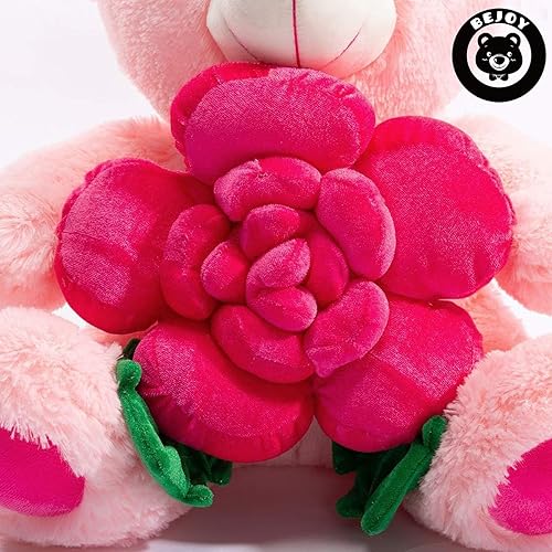 Miniatura 8 de BEJOY Oso de peluche animales de peluche oso de peluche sosteniendo rosa suave peluche regalo 16 pulgadas rosa