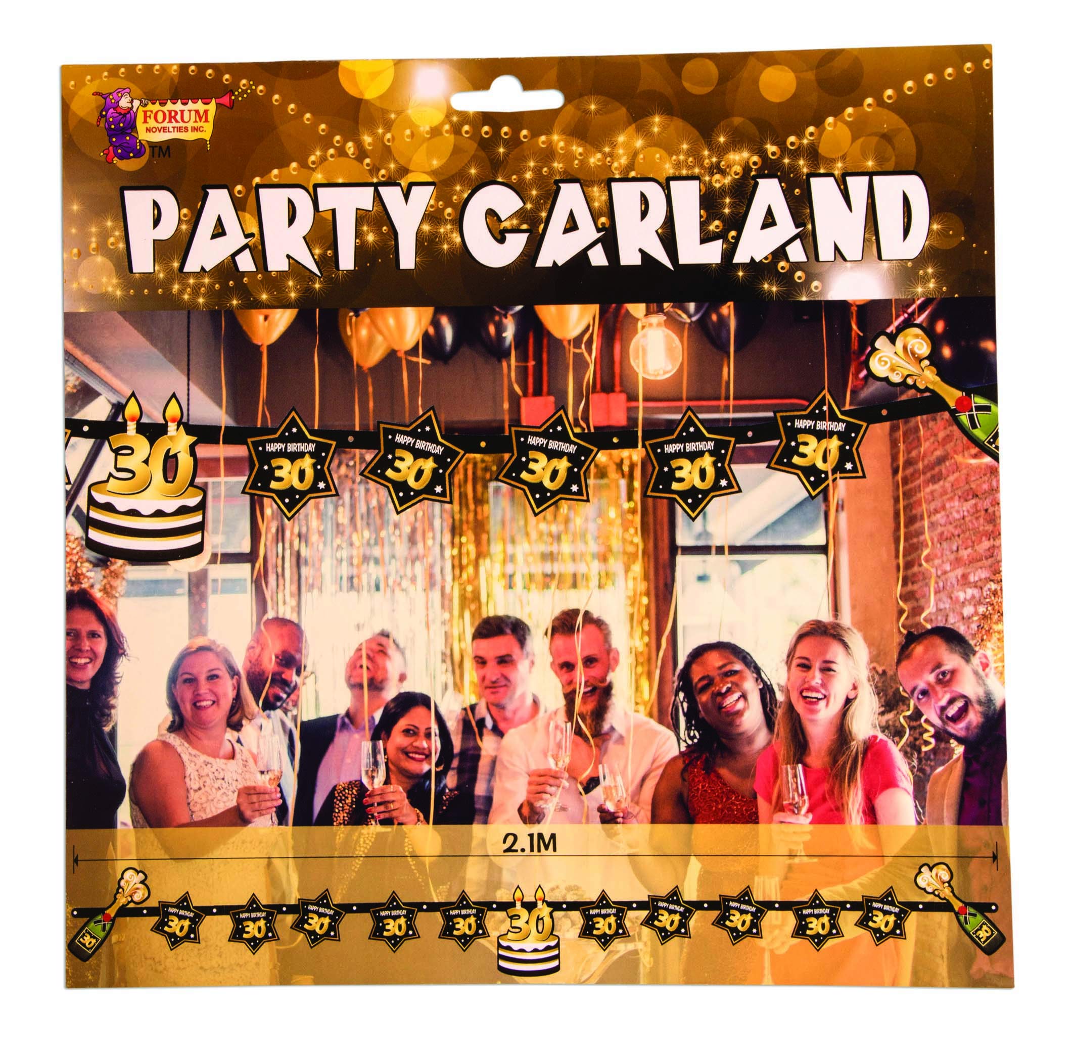 Forum Novelties X81661 30. Geburtstag Party-Kranz, Schwarz/Gold