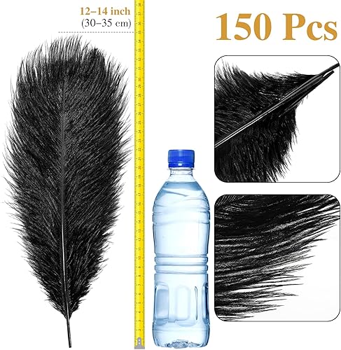 Miniatura 2 de 150 plumas de avestruz a granel de 12-14 pulgadas (11.8-13.8 in) plumas naturales para manualidades, bodas, fiestas, centro de mesa, pasadores,