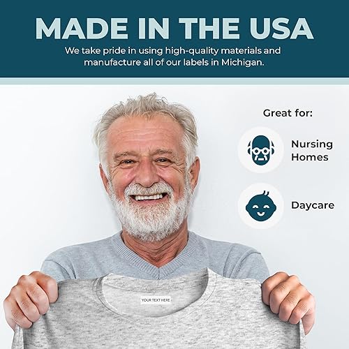 Miniatura 6 de Etiquetas con nombre para planchar para ropa (100 etiquetas) - Etiquetas de ropa personalizadas con plancha para el hogar de ancianos
