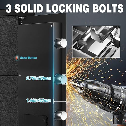 Miniatura 6 de Caja fuerte de 2.5 pies cúbicos, caja fuerte para el hogar con bolsa impermeable ignífuga, caja de seguridad antirrobo con teclado digital, sistema