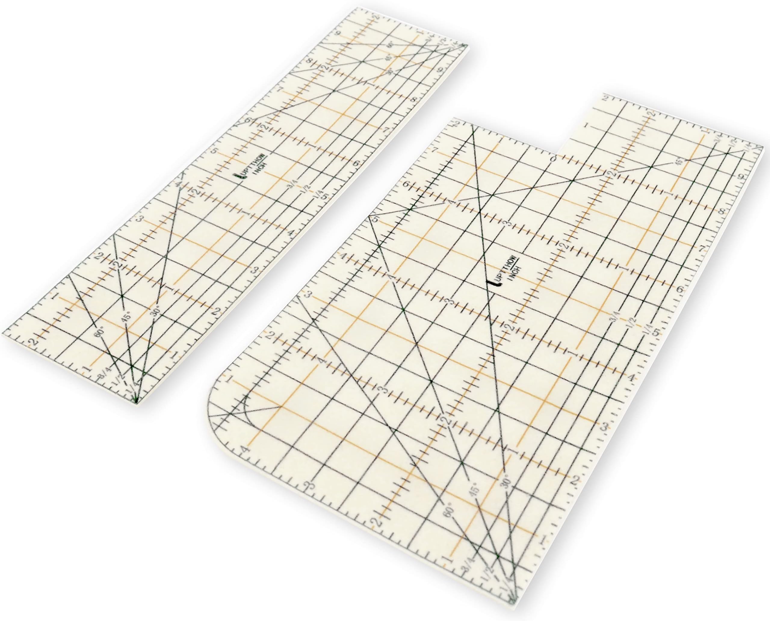 2PCS Hot Hem Ruler Sewing Fabric Ironing Tool Seam Allowance Press with Dry or Steam Iron Heat Resistant Non-slip Craft Accessories for Clothes Quilting and Folding INCH set