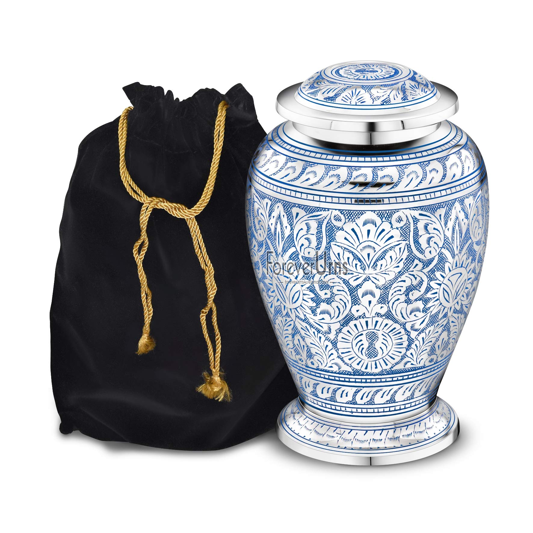 Urne funéraire pour adulte Jali colombe, protection en velours pour cendres