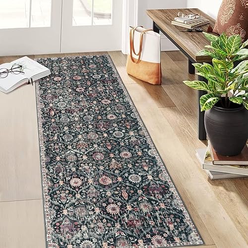 Miniatura 19 de Lahome Alfombra marroquí enrejada lavable, 2x6 alfombras de cocina para pasillos de 6 pies antideslizante, alfombra vintage para lavandería