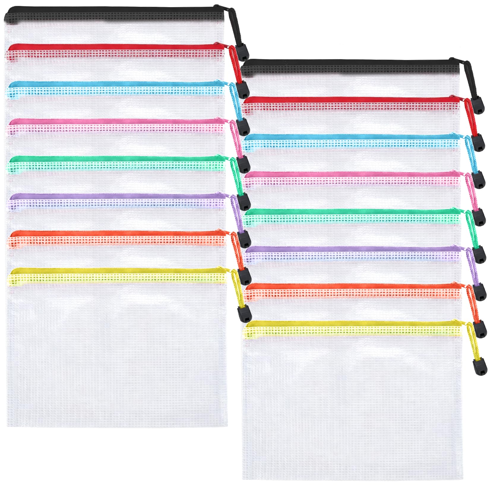 16 unidades A4 A5 portadocumentos con cremallera – Bolsas impermeables con cremallera para guardar y organizar, artículos esenciales de viaje, material de oficina, escuela, carpetas, A4, monederos