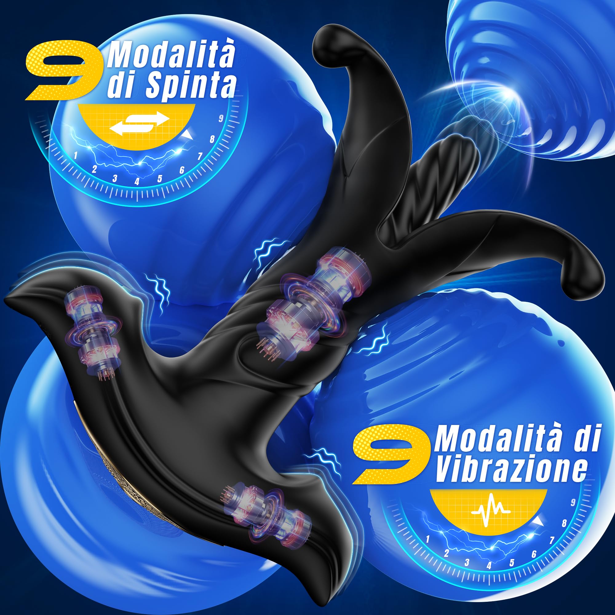 Plug Anale-dilatatore Uomo Analesex Toy, Vibratore Anale Massaggiatore Prostatico con 9 Espansione 9 Spinta 9 Vibrazione, Butt Anal Plug Vibratoreper Uomo Professionale, Toys Sessuali per Uomini