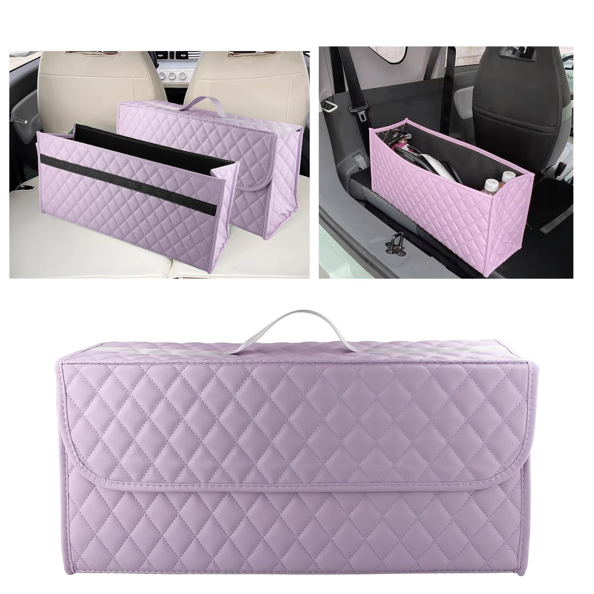 UPAUTO Trunk Organizer for Car,Foldable Car Organizer Back Seat,Tool Storage Organizer for Suv,Car Trunk Organizer and Storage for Sedan (Purple, 20