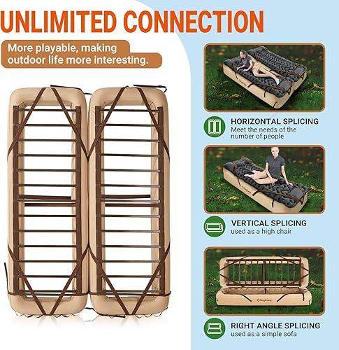 Miniatura 6 de KingCamp Base de cama de aire para campamento con almohadillas inflables ultraligeras para mochileros, marco de cama inflable individual alto para
