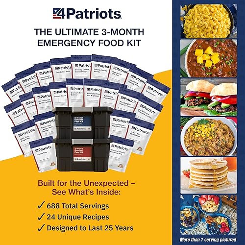 Miniatura 25 de 4Patriots suministro de alimentos para emergencias, kit de supervivencia para 72 horas, vida útil de 25 años, 16 porciones
