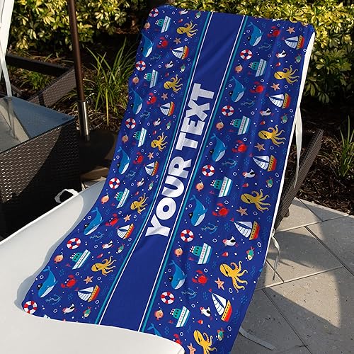 Vista 14 de Personalized Beach, Pool, Bath Towel for Kids - Robots, Custom Name/Text, Quick-Dry/Absorbent for Summer/Vacation/Children's Bathroom, Customized