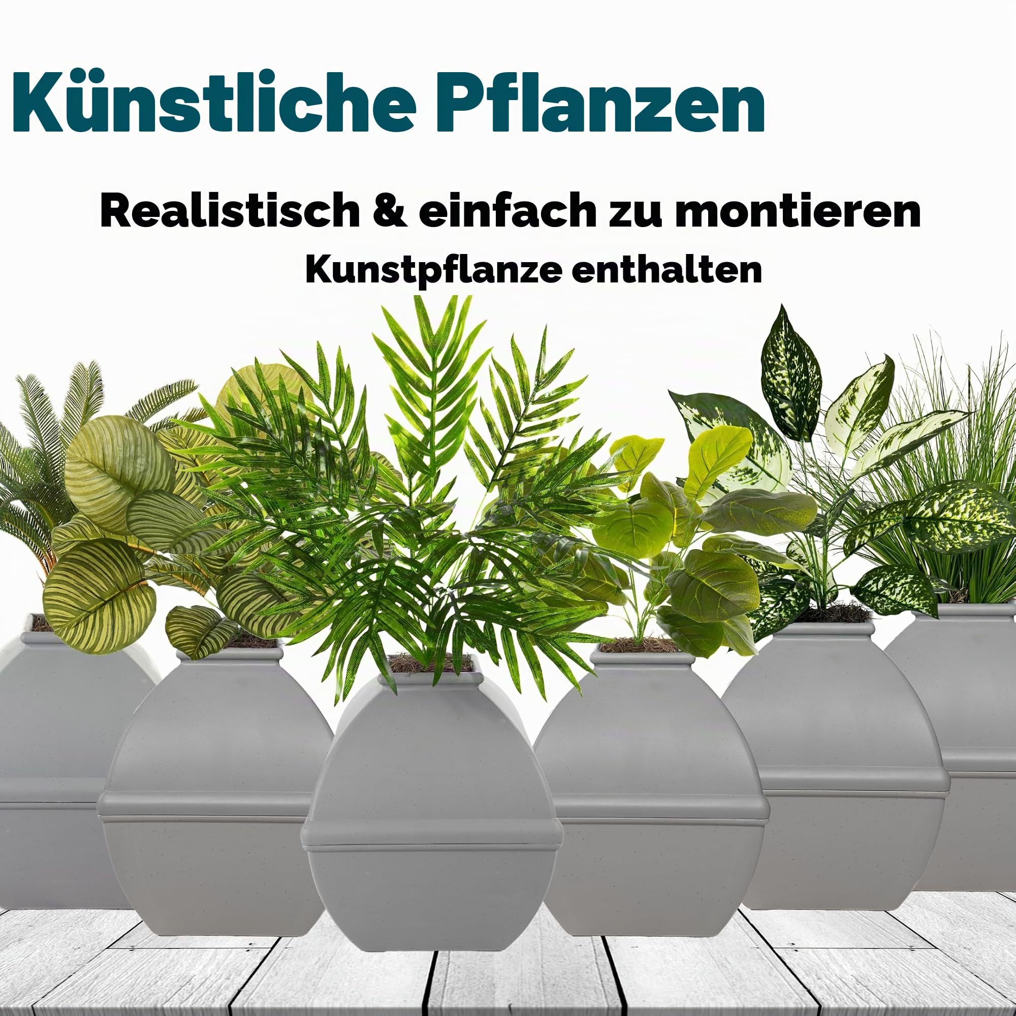 Good Pet Stuff, The Courtyard versteckte Katzentoilette, künstliche Pflanzen und geschlossene, quadratische Katzentoilette, belüfteter und Geruchsfilter, leicht zu reinigen, steingrau