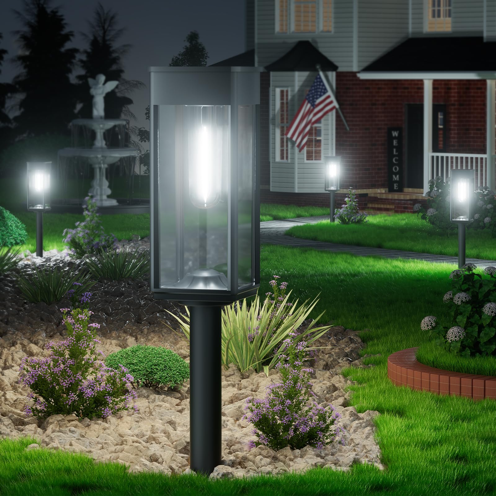 BITPOTT Bright Solar Pathway Lights Outdoor Waterproof IP65 8 Pack Auto On Off Solar Outdoor Lights for Path