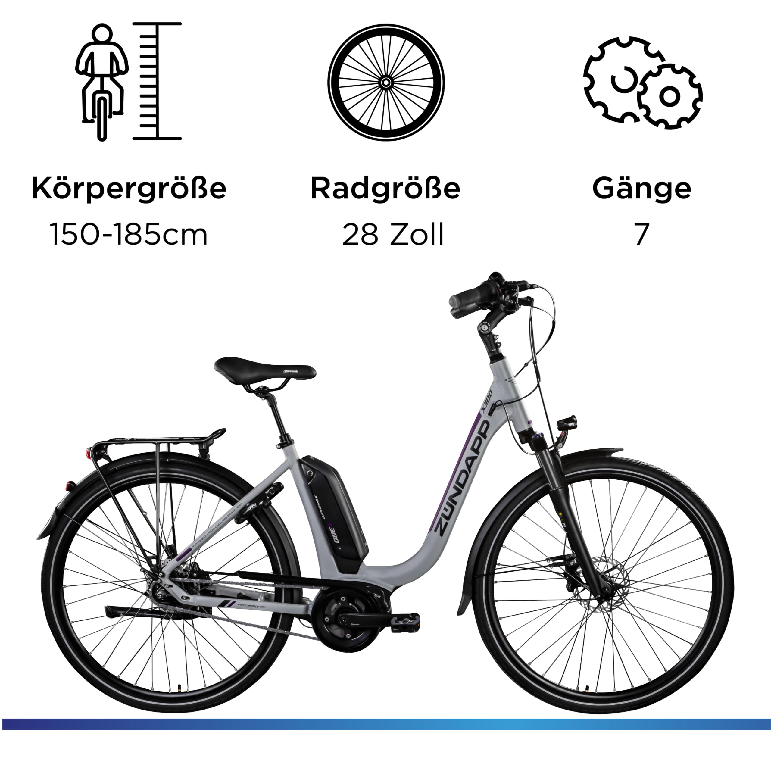 e bike damen körpergröße 150 cm ZÜNDAPP X300 28 Zoll 155-180 Elektrofahrrad mit Fahrrad Mittelmotor und 7 Gang Nabenschaltung Rücktritt eBike tiefer Einstieg Nexus (Silber/lila, 51 cm) Sport & Freizeit colour:pink Organize my Life - Category:Fahrräder 20 Zoll bis 24 Zoll_11 kg