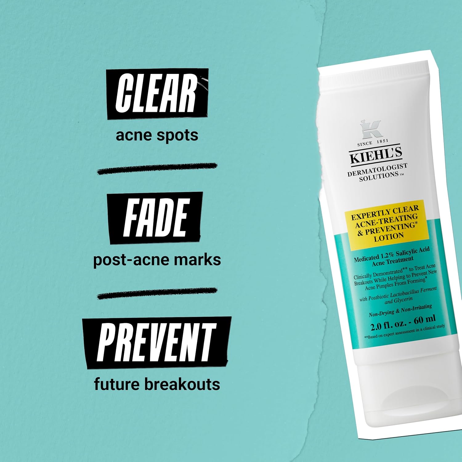 Kiehl's Expertly Clear Moisturizer with 1.2% Salicylic Acid & 2% Niacinamide, Hydrating Acne Treatment, Fades Post-acne Marks, Corrects Uneven Texture & Tone, Prevents Future Breakouts - 2 fl oz - Image 4