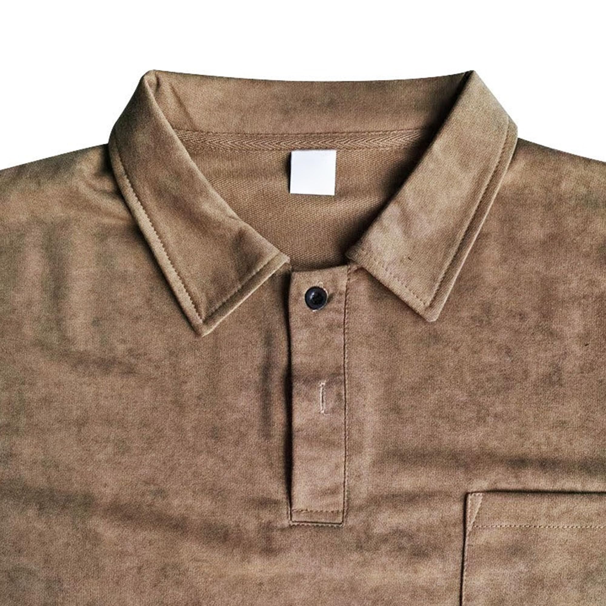 Men Vintage Simple Lapel Wash Shirt Quarter Button Loose Casual T Shirts Summer Classic Comfy Pullover Tops (Khaki,XX-Large)