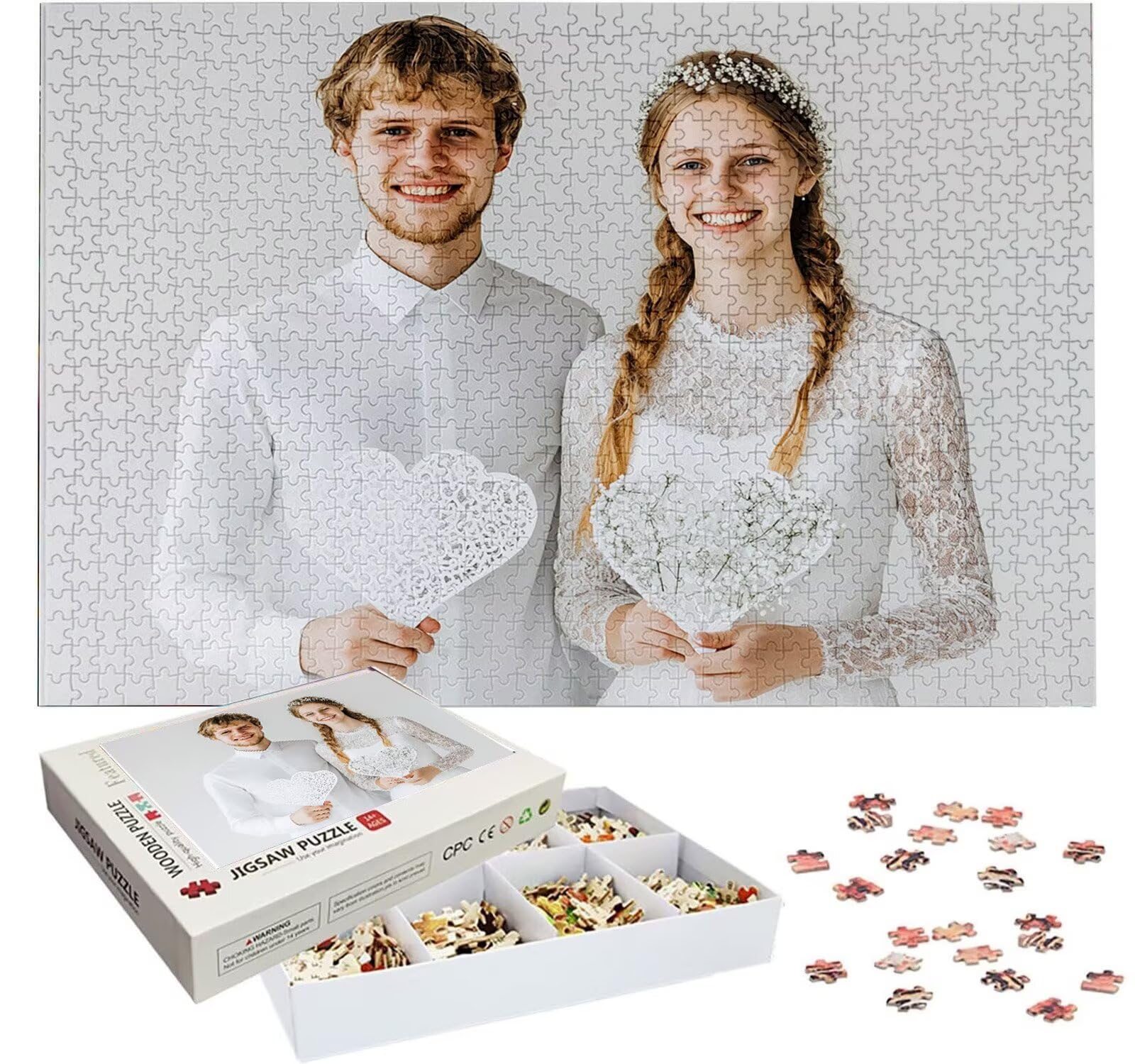 Puzzle Personalizado con Foto, Personalizada Rompecabezas Personalizado Diseña tu Logo Foto o Texto, Personalizado Navidad Halloween San Valentín Parejas Niños Familia Amigos h-3549