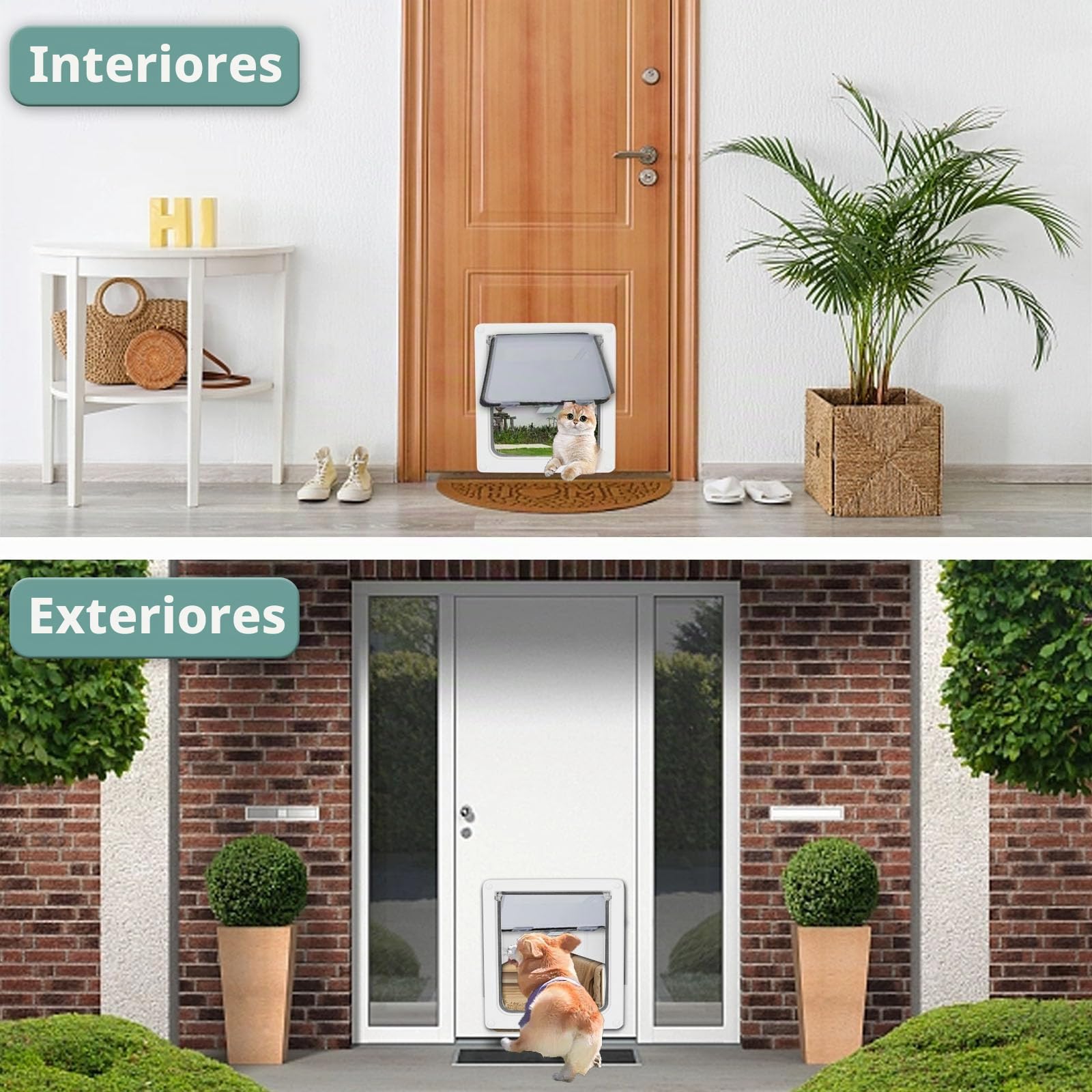 Puerta Grande para Perros con Panel de Bloqueo magnético para Seguridad en el hogar, Duradera y Resistente a la Intemperie, 17 x 14 Pulgadas, para Perros medianos a Grand