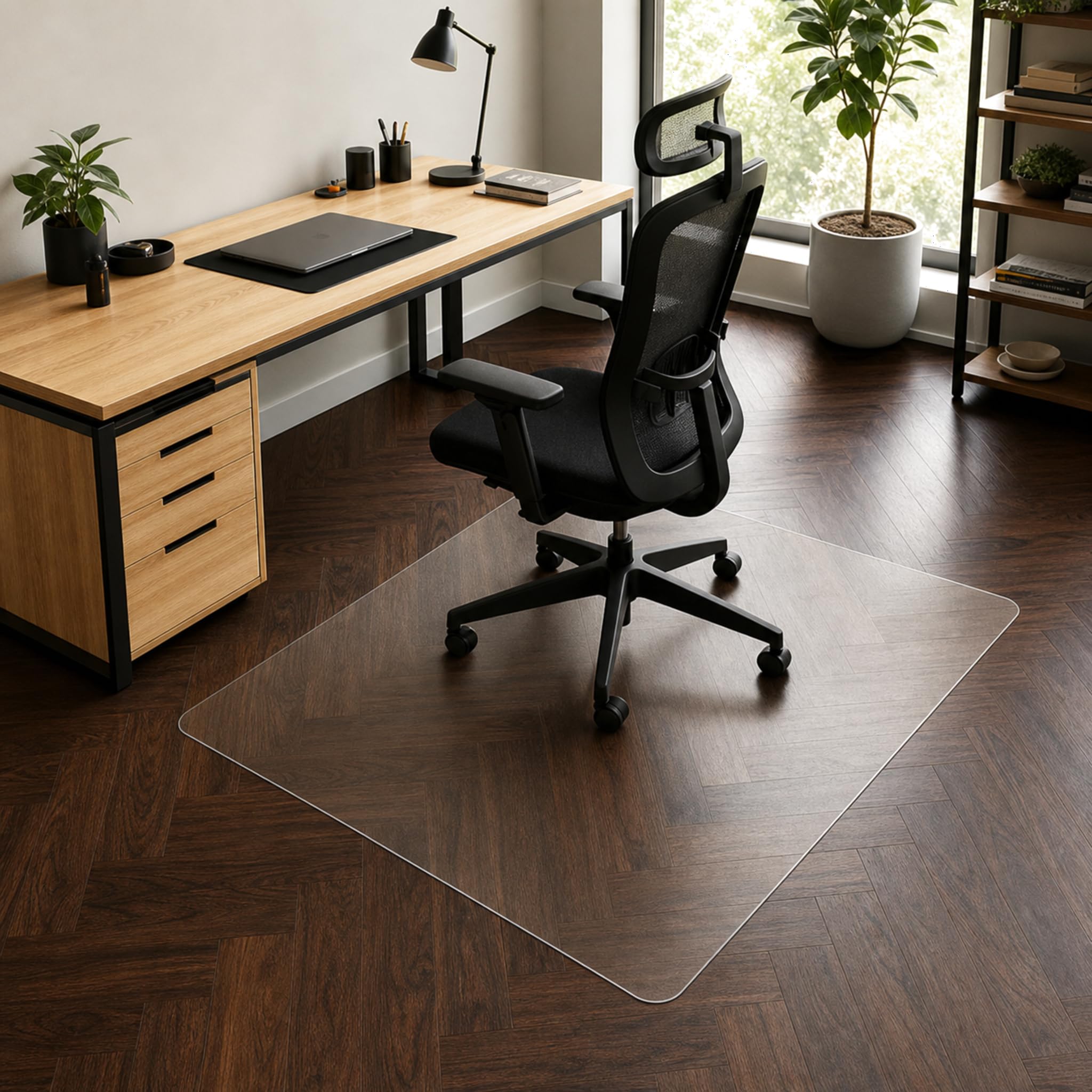 Floorfit Tapis de Protection pour Sols Durs, 140 x 200 cm, Transparent Mat, Épaisseur 1,5 mm, Bords Biseautés à 45°, Tapis de Chaise pour Parquet, Stratifié, Vinyle et Carrelage
