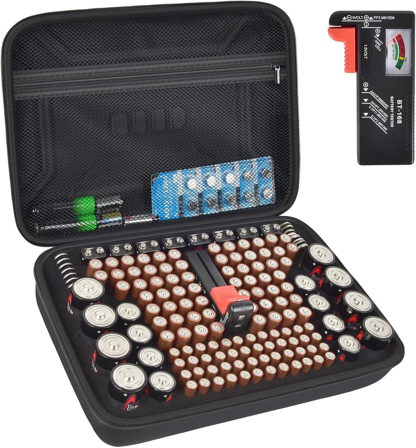 PAIYULE Battery Organizer Storage Case Box with Tester