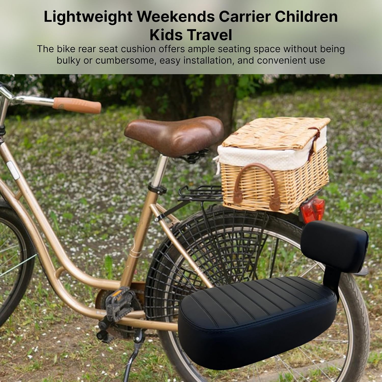 CAQYPVH Bike Seat Cushion, Comfortable Bicycle Passenger Saddle, Bike Rear Seat Pad, Easy to Install Bike Accessories, Electric Bike Manned Cushion