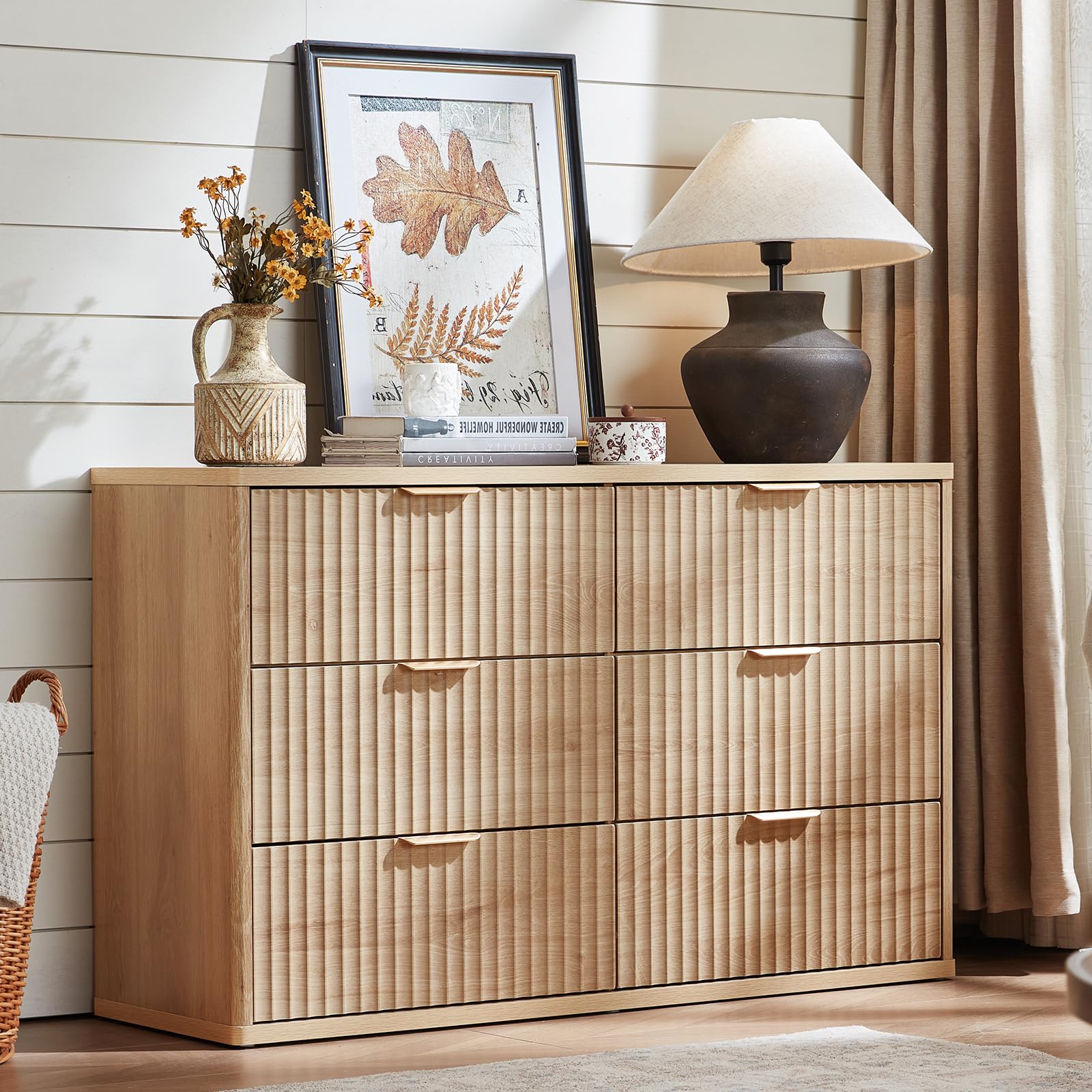 LEYAOYAO Fluted 6 Drawers Dresser for Bedroom, 48