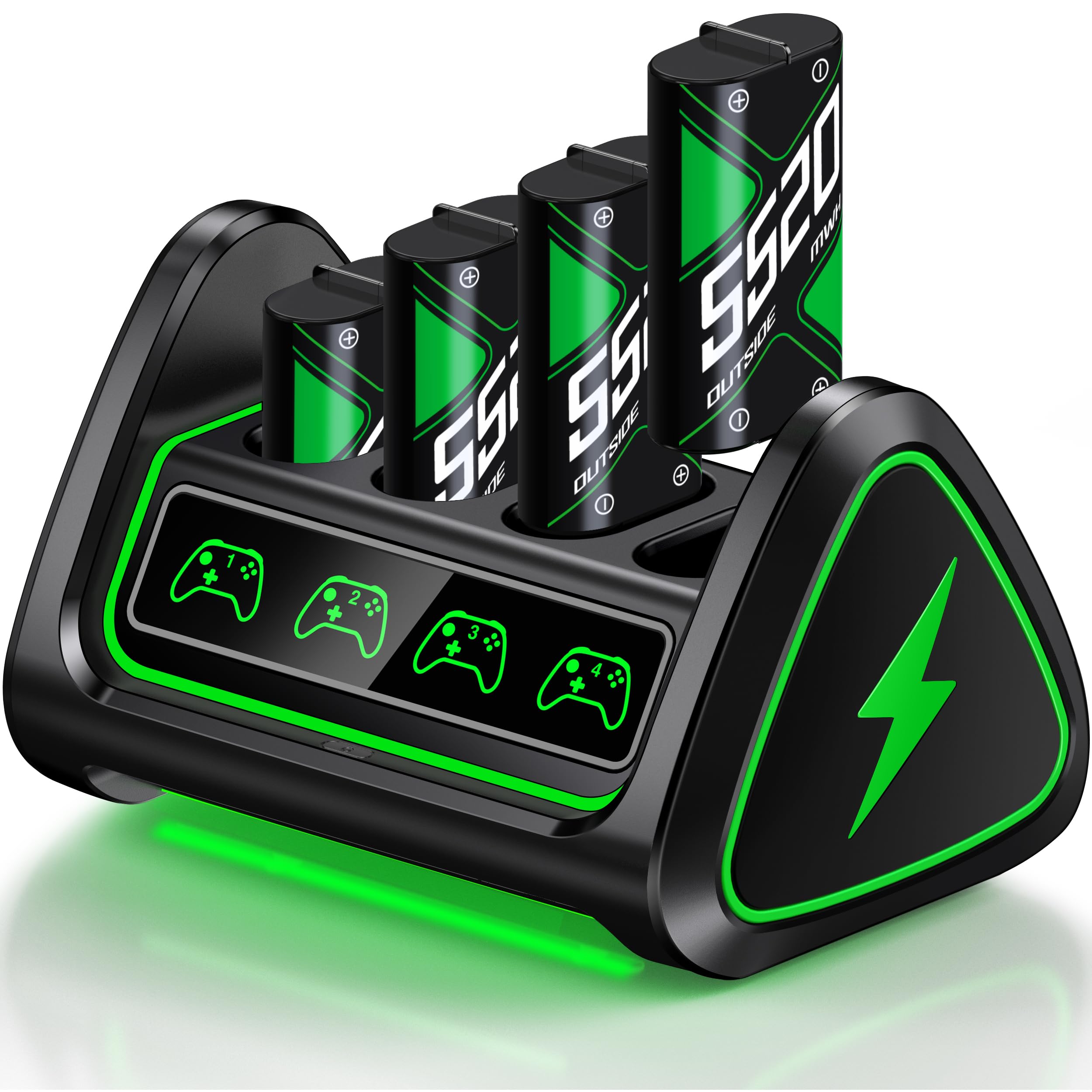 Battery Charger Sets for Xbox One/Elite, Rechargeable Battery Pack for Xbox Series S/X Charging Station with Led Strip, 4 Pack 5520mWh