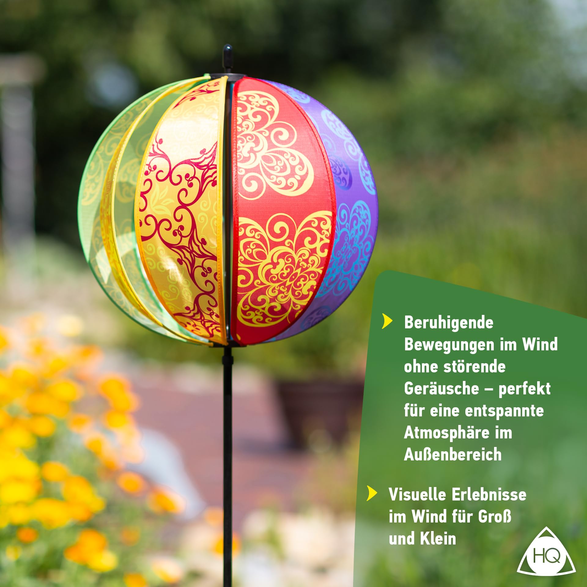 HQ Design Windspiration - UV-beständige und wetterfeste Windspiel Deko für Garten, Terrasse und Balkon - Windrad inkl. Standstab (Raven Mini)