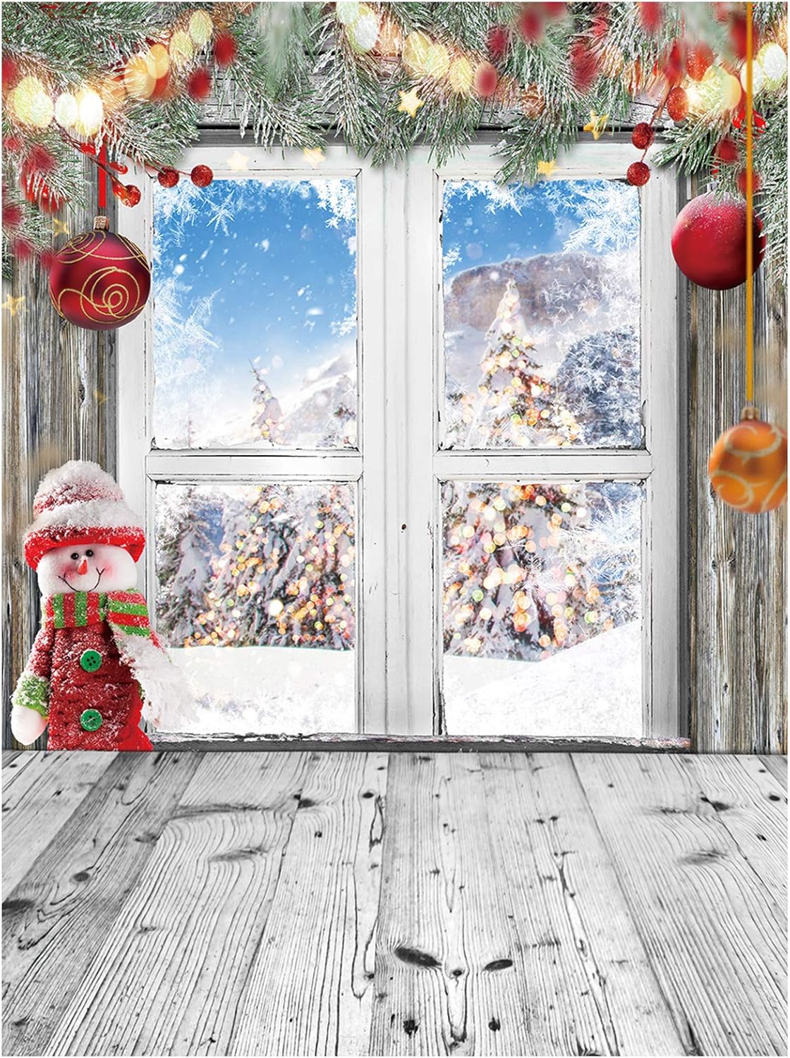 AIIKES 5x7FT Christmas Backdrop Snow Backdrop Winter Wonderland