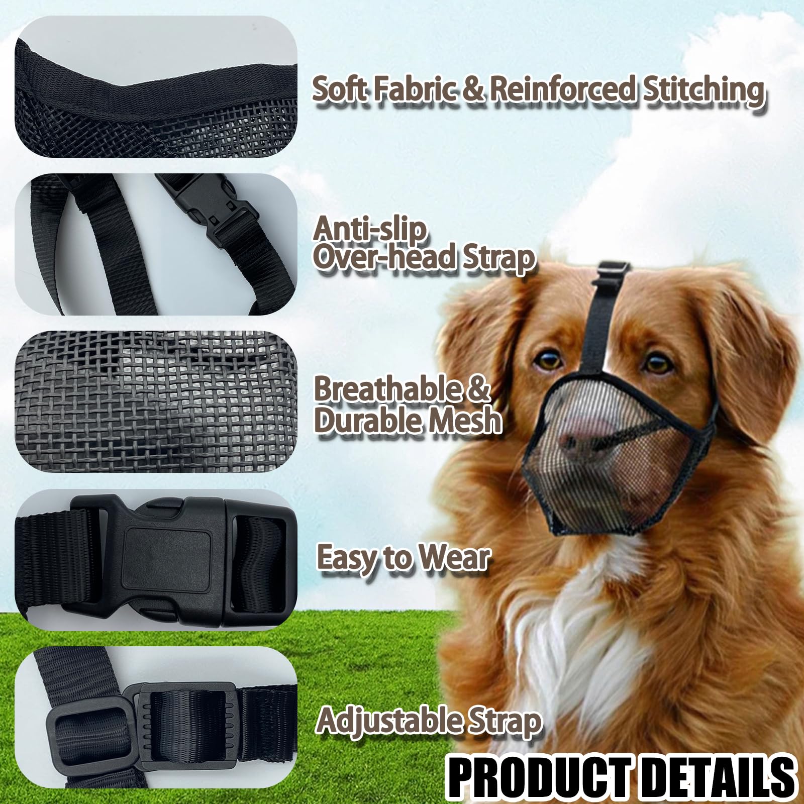 Iwontalersy Muselière Chien,Masque Respirant Pour Animaux De