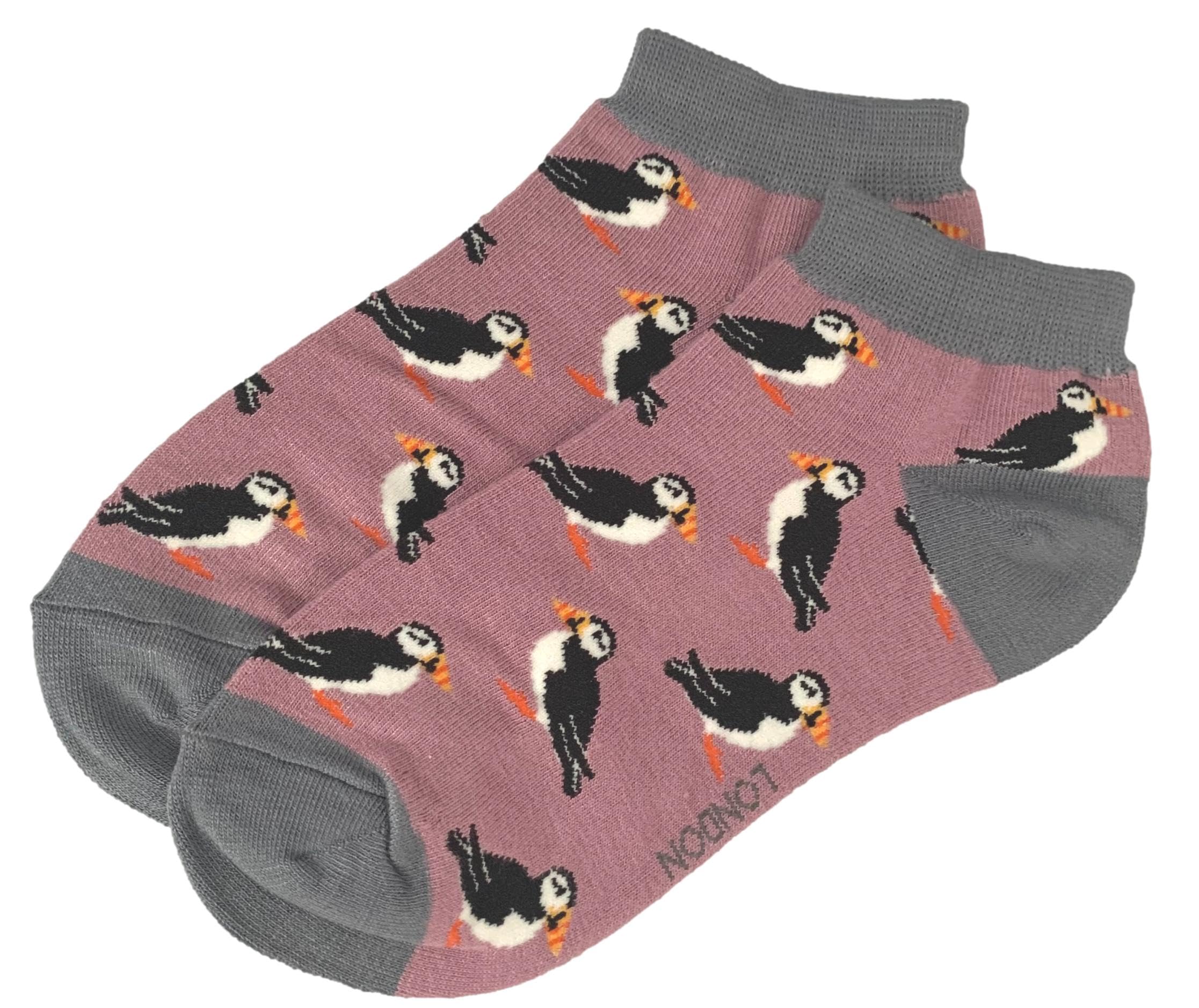 Purple Possum Women's Purple, Lilac, Lavendar Purple Possum® Puffin Trainer Socks Puffins Trainer Liners Bamboo Cotton Blend Shoe Size 3-7