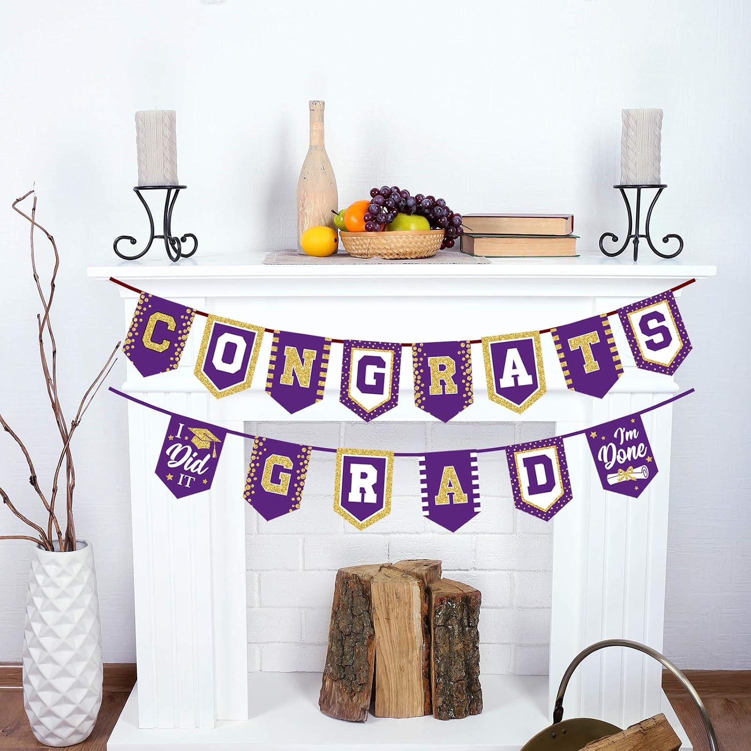 2026 Purple Graduation Banner - No DIY Required Graduation Party Supplies Decorations Grad Banner for College, High School Party (Purple Congrats Grad)