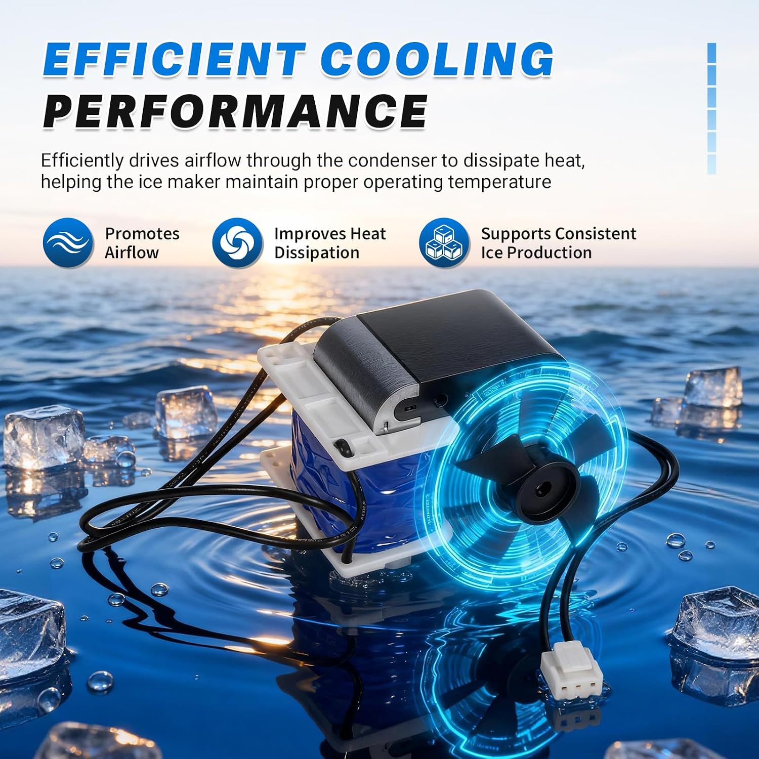 Ice Maker AC Motor Condenser Fan 120V Compatible with GE Profile Opal Ultra, Opal 2.0 Ultra & XL, Replaces XPIO23SCSS, XPIO13SCSS