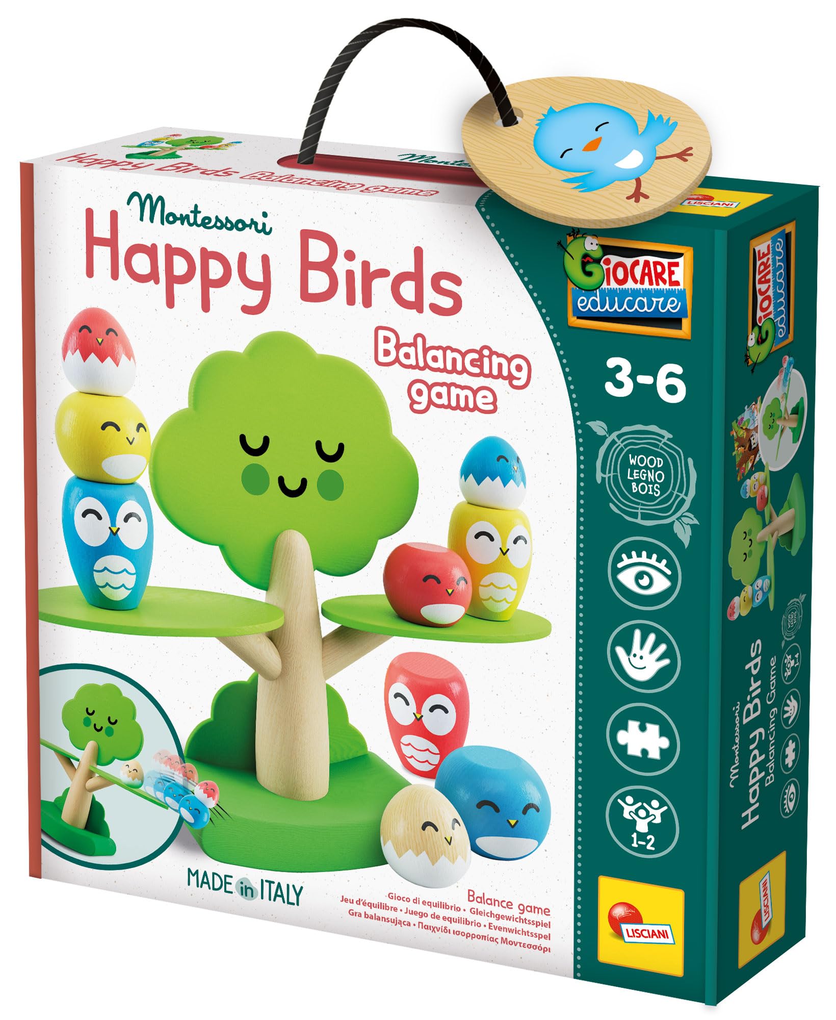 Lisciani Giochi-Montessori Baby Wood Tree Balancing, 105397, Multicolore