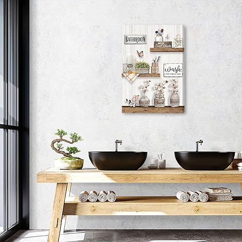 Miniatura 3 de Decoración de baño de granja, arte de pared con marco rústico para baño, impresión en lienzo para baño, relajarse y remojar, arte de pared, arte