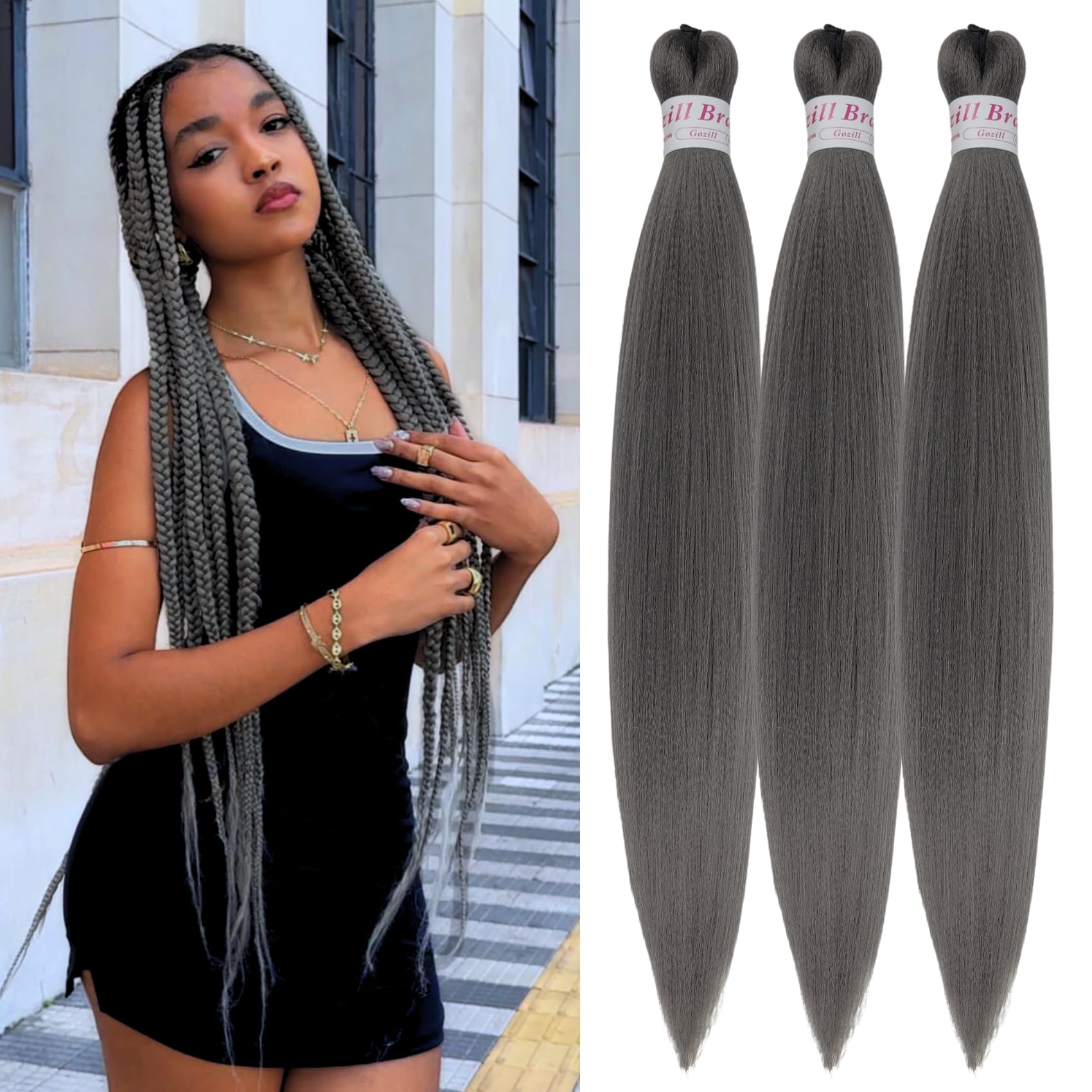 Amazon.com : Grey Braiding Hair Pre Stretched Knotless Braiding
