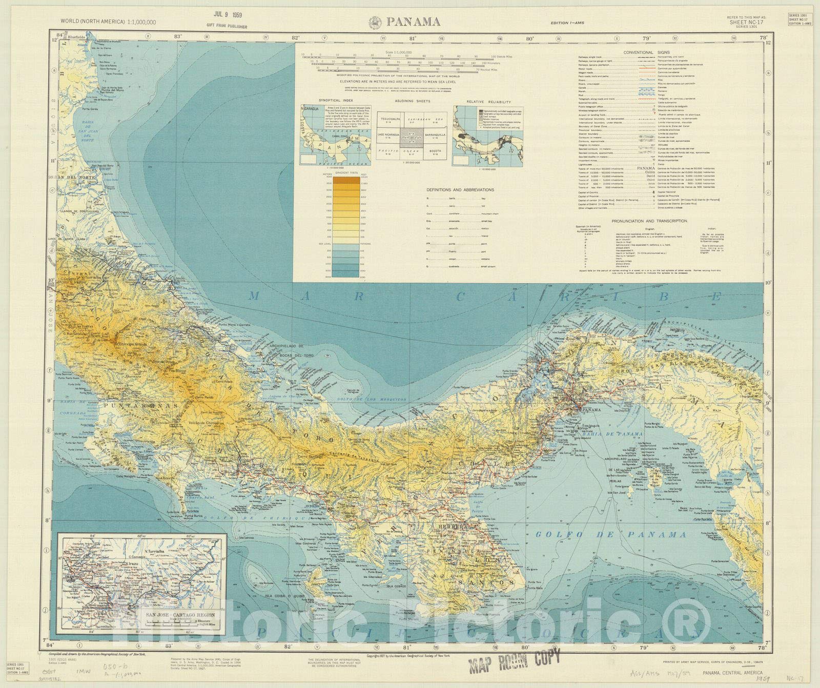 Amazon.com: Historic Pictoric Map : Panama 1954 1, Panama, Antique