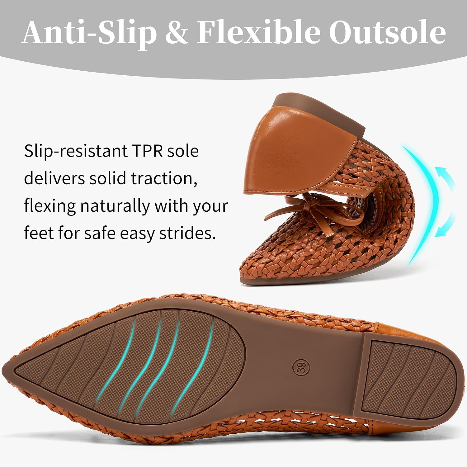 FUDYNMALC Woven Flats for Women Comfortable: Breathable Dressy Ballet Flats