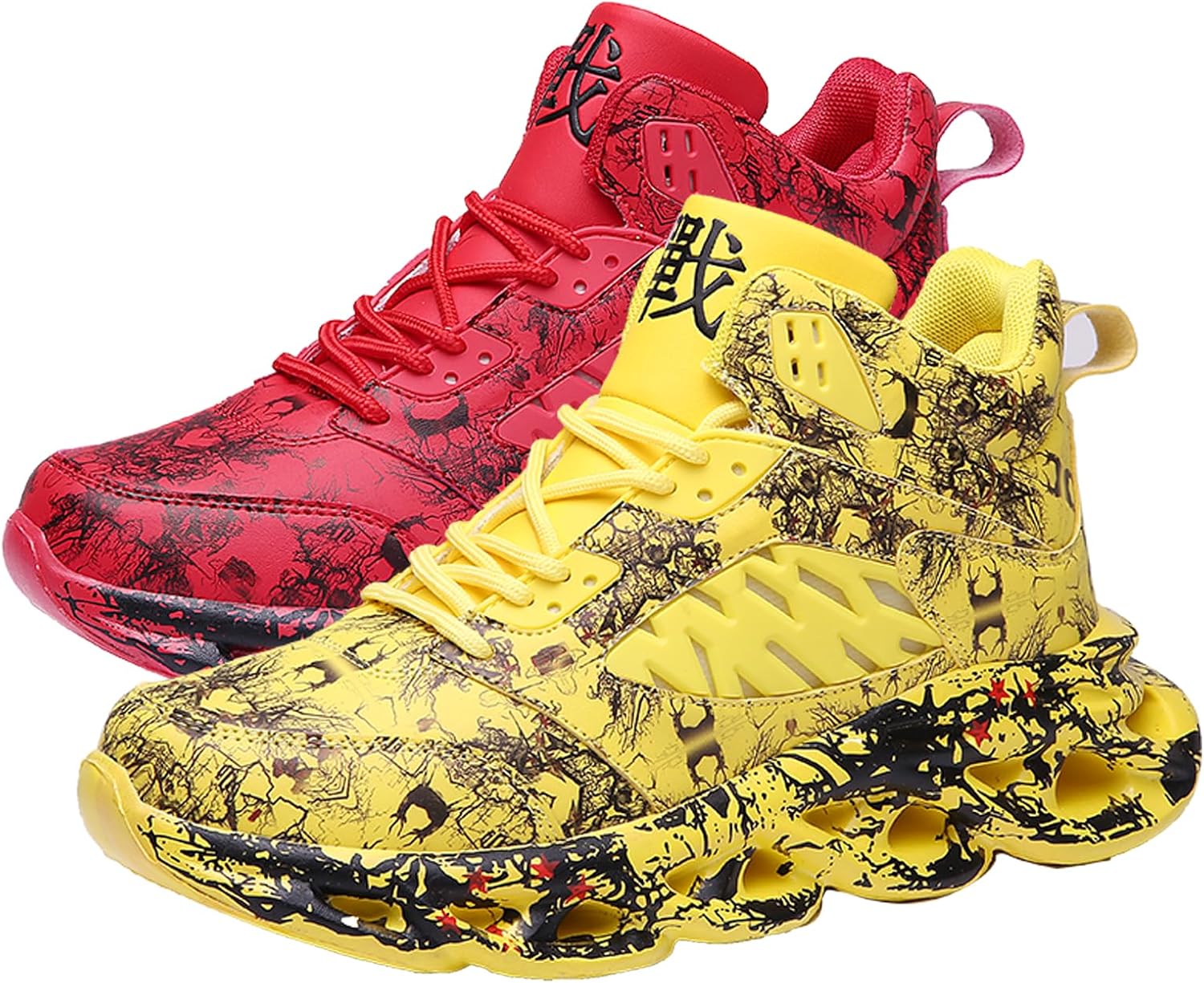 GSIGUL Mens Basketball Shoes Lightweight Mens Running Tennis Shoes Graffiti Athletic Chunky Sneakers for Men