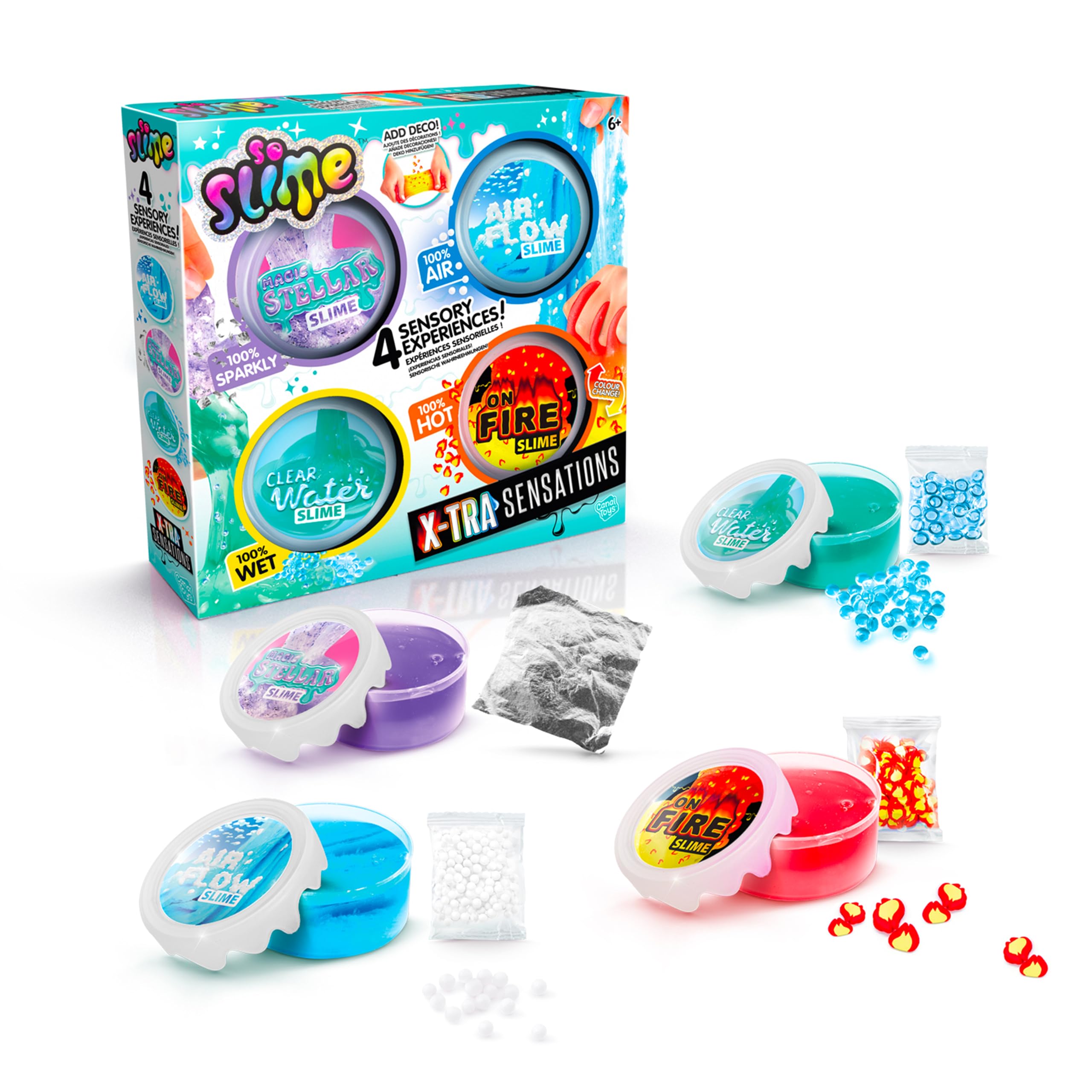 C Toys - SO Slime DIY – Xtra Sensation Multipack – mit 4 Schleim für Sensationen und Dekorationen – SSC 308