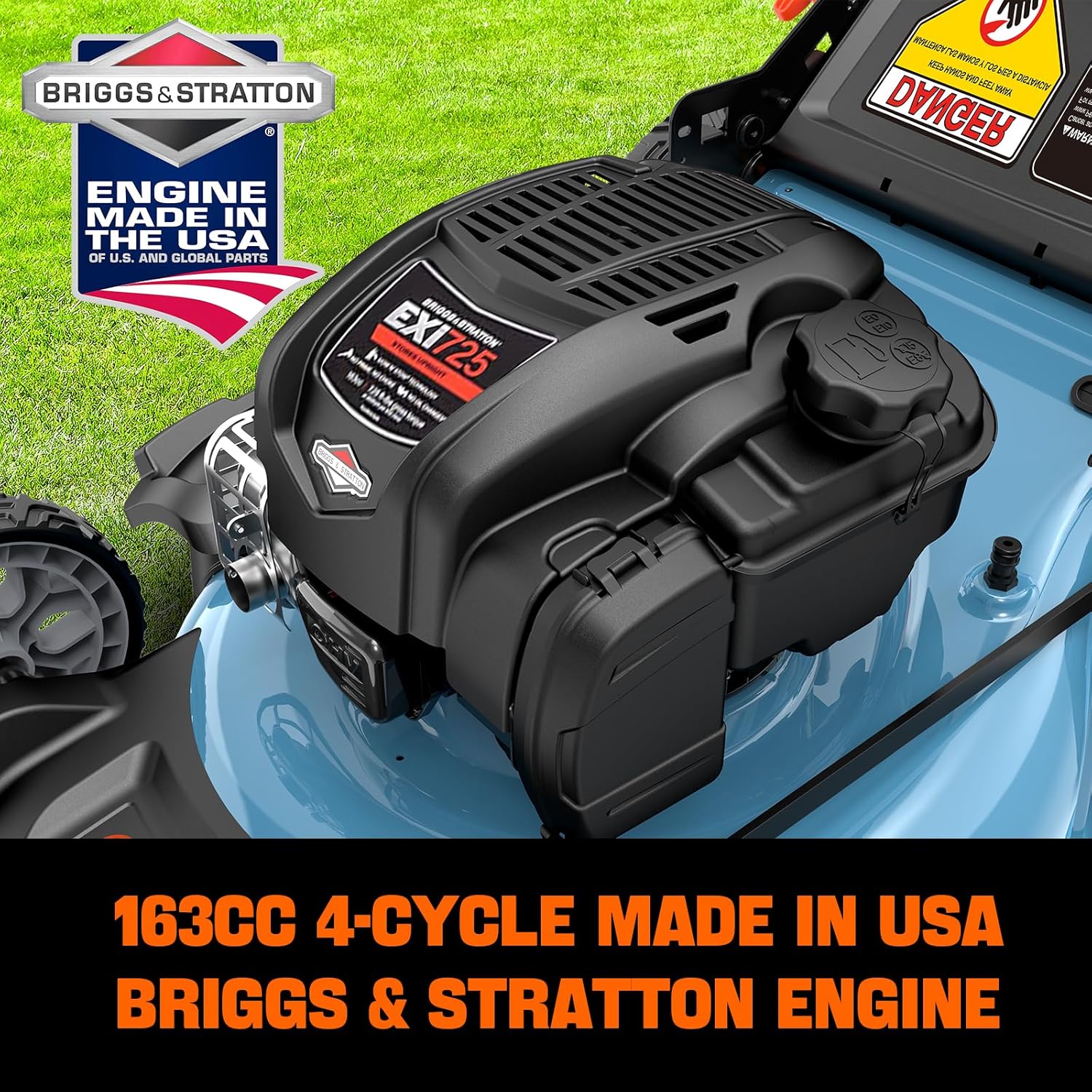 SENIX 163 cc 22-Inch Self Propelled Gas Lawn Mower with 4-Cycle B&S Engine, 3-in-1 Rear Wheel Drive Variable Speed Lawnmower, 6-Position Height Adjustment, LSSG-H2