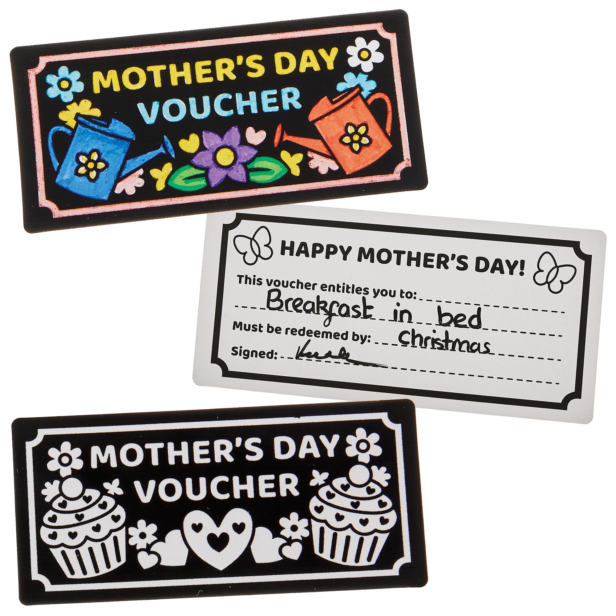 Baker Ross FN402 Mother's Day Colour-in Fuzzy Art Gift Vouchers - Pack of 10, Mother's Day Arts and Crafts for Kids