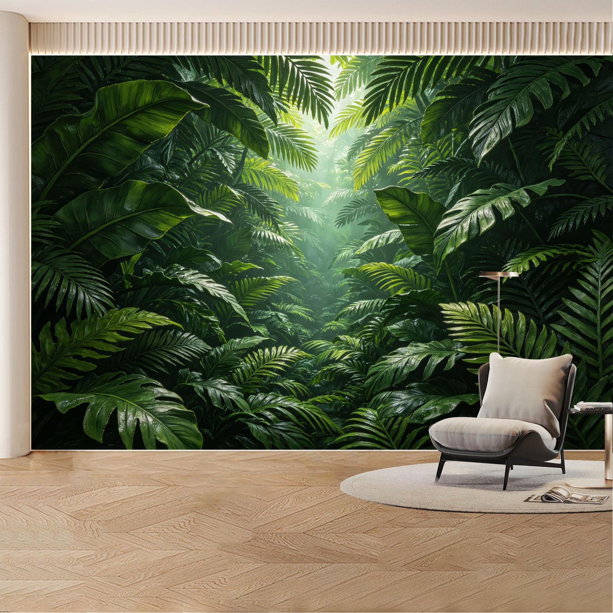 Custom Wall Mural Wallpaper Tropical Rainforest Jungle， Nature Landscape 3D Effect Wall Decor， Misty Boho Removable SelfAdhesive Large Photo for Living Room， Bedroom， Office
