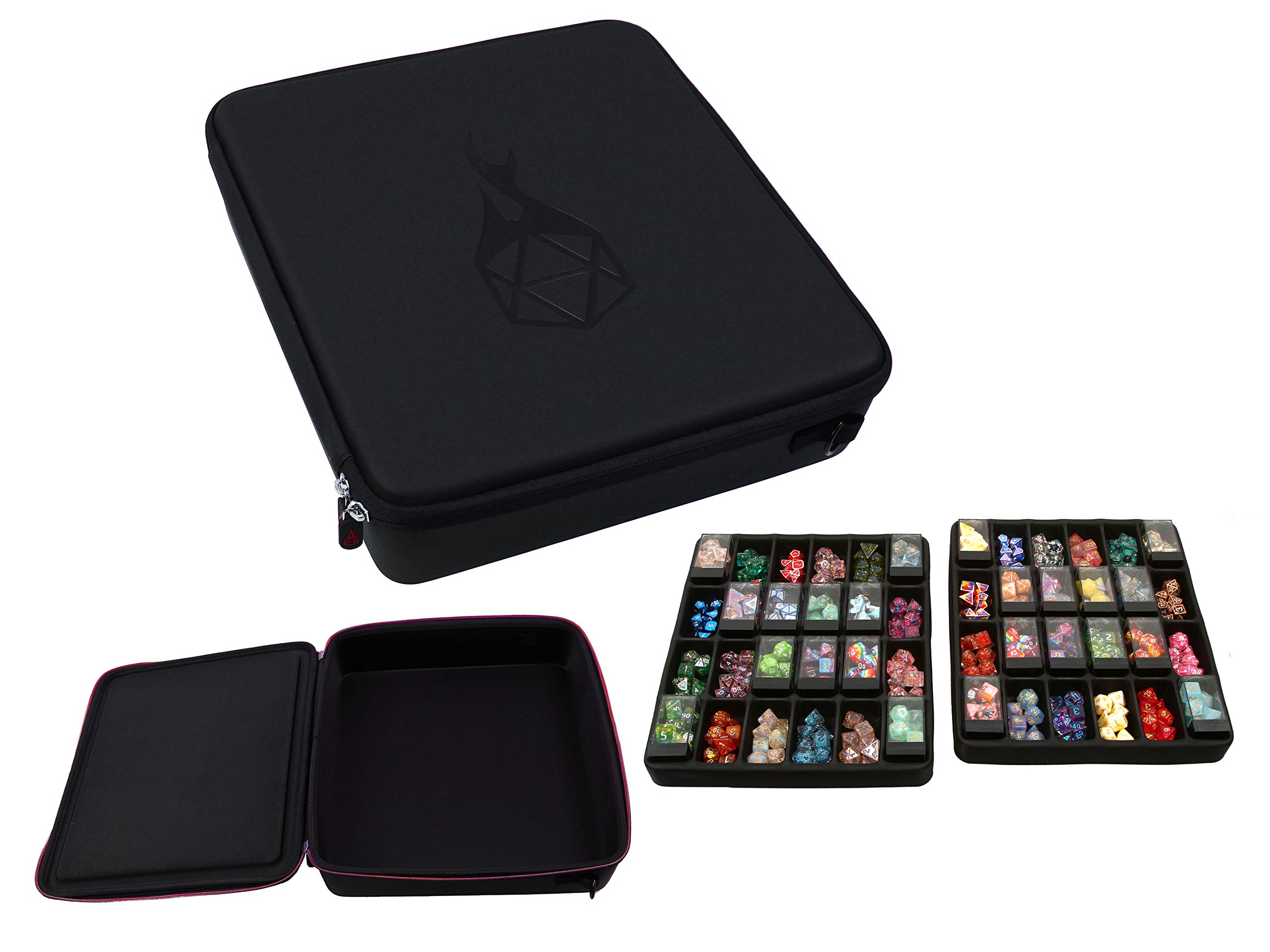 Forged Dice Co. Double Dice Tray Dice Case - Holds 40 Plastic Dice Storage Cubes or 14 Dice Per Sect