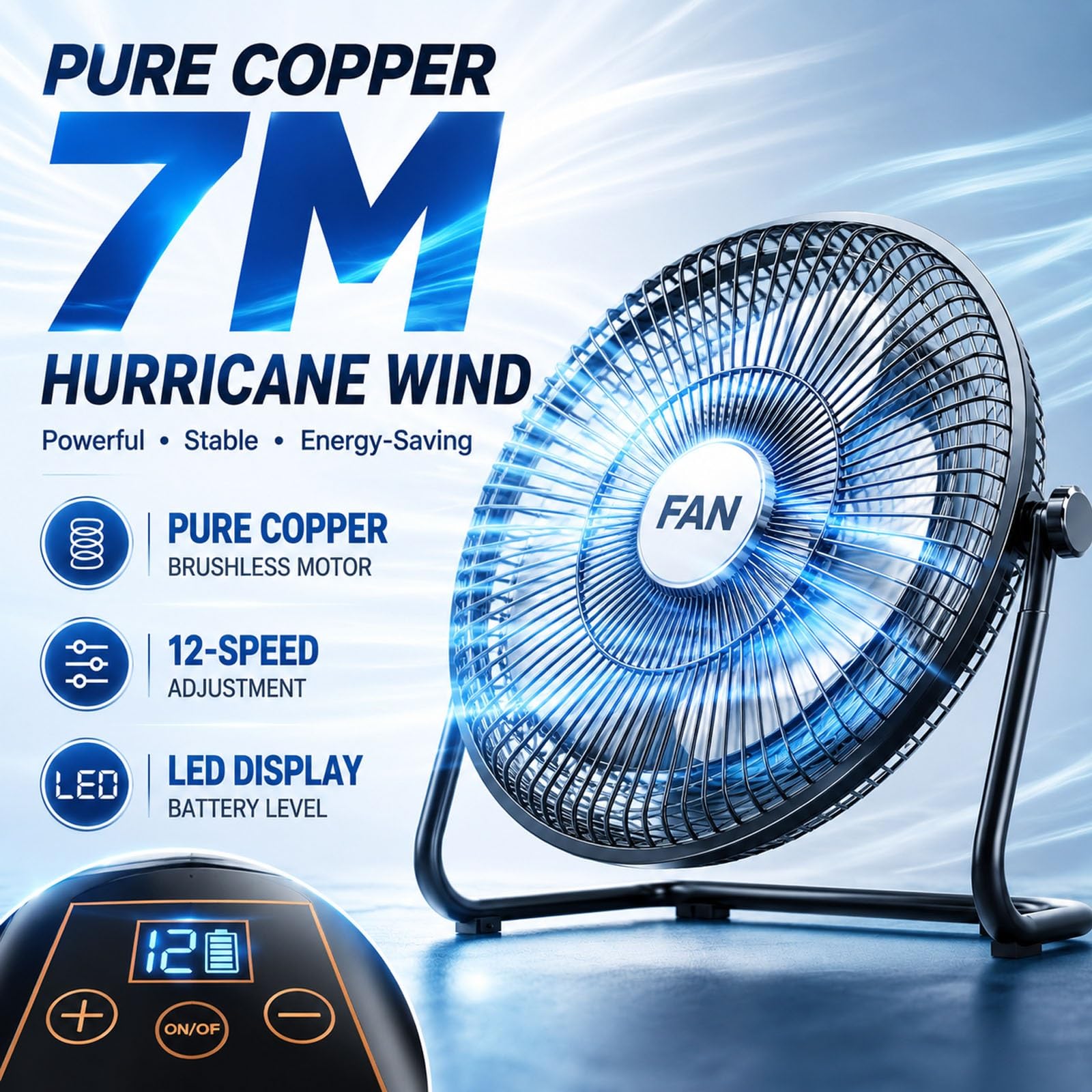 Ventilatore Metallico Da Pavimento 12/14/16/18" Alta Velocità 2250 CFM