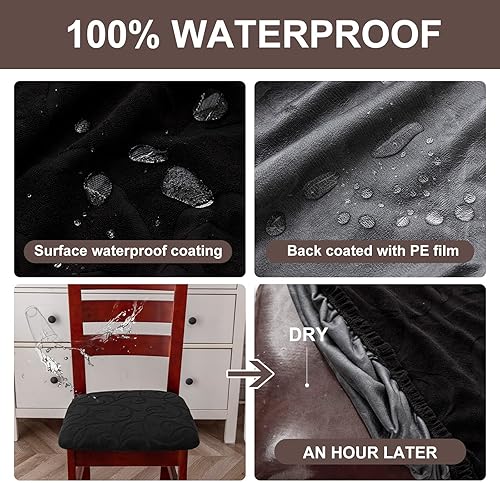 Miniatura 3 de Genina Fundas de asiento impermeables para sillas de comedor, fundas elásticas para sillas de comedor, fundas protectoras para sillas de cocina,