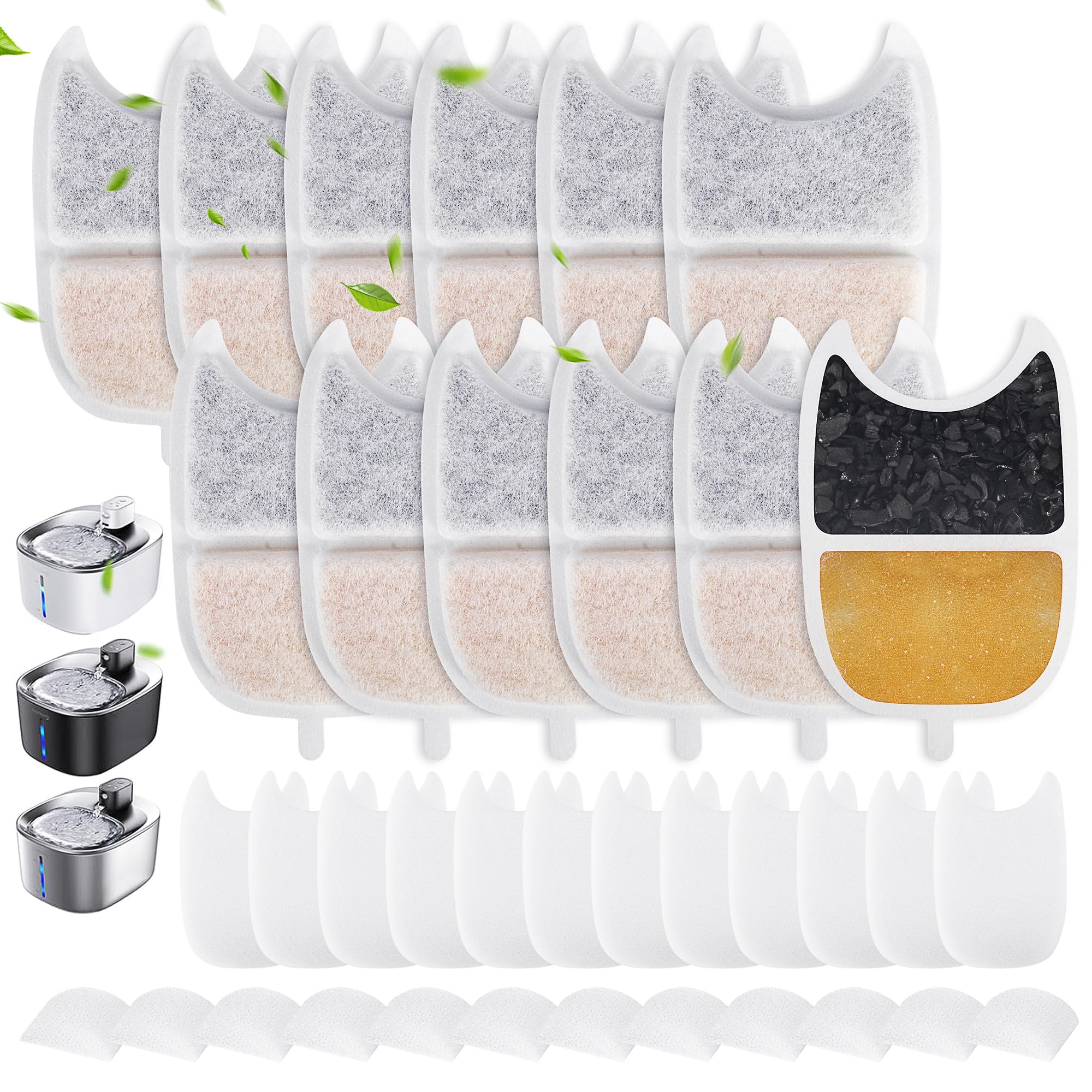 12 Filtros Fuente para Gatos para FEELNEEDY 4L (para YPD-C004), 12 Esponjas Prefiltro y 12 Esponjas Bomba, Filtros Fuente Agua Gatos, Fuente para Gatos con Sensor de Movimiento, Bebedero Gato