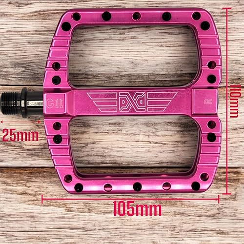 Miniatura 2 de Pedales de bicicleta de montaña, pedal de gravedad cuesta abajo, máquina CNC de aluminio, rodamientos de bolas ligeros antideslizantes (rosa intenso)
