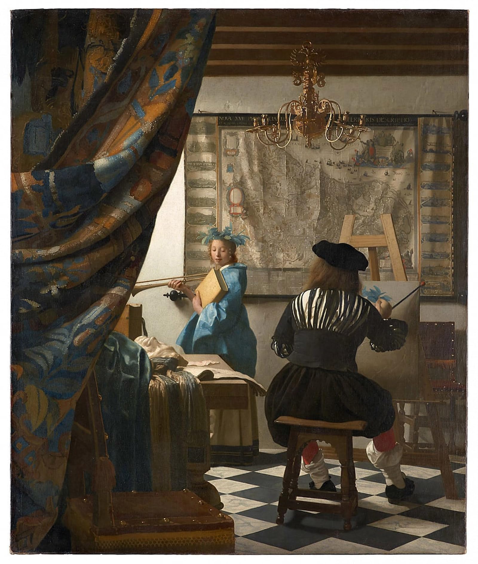 SERENDIPITP Aesthetic Poster Photo Wall Print Retro Picture The allegory of painting by Jan Vermeer van Delft Modern Wall Artwork for Home Decor 60x90cm