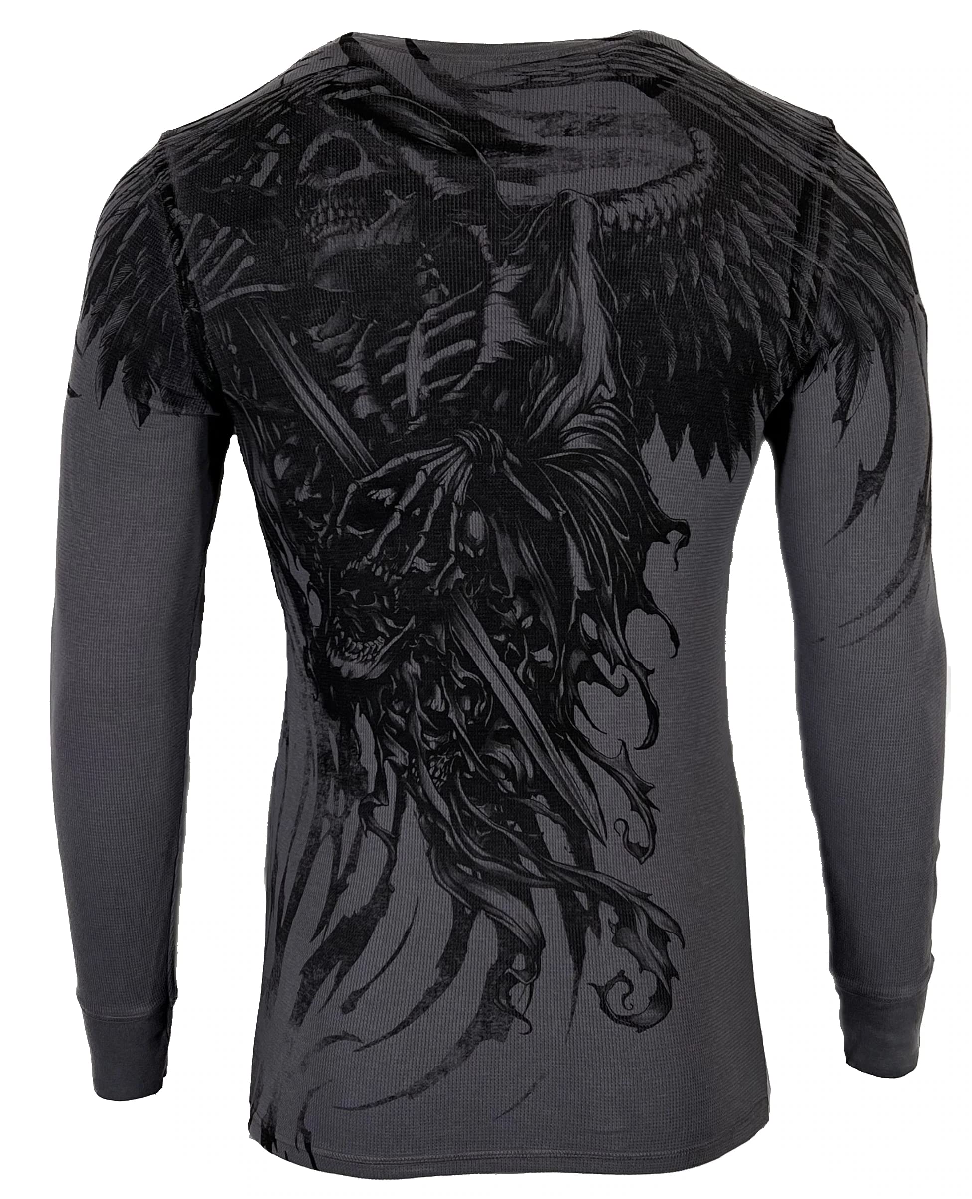 Xtreme Couture by Affliction Men's Thermal Shirt WLEDING Death, Gray, XXL