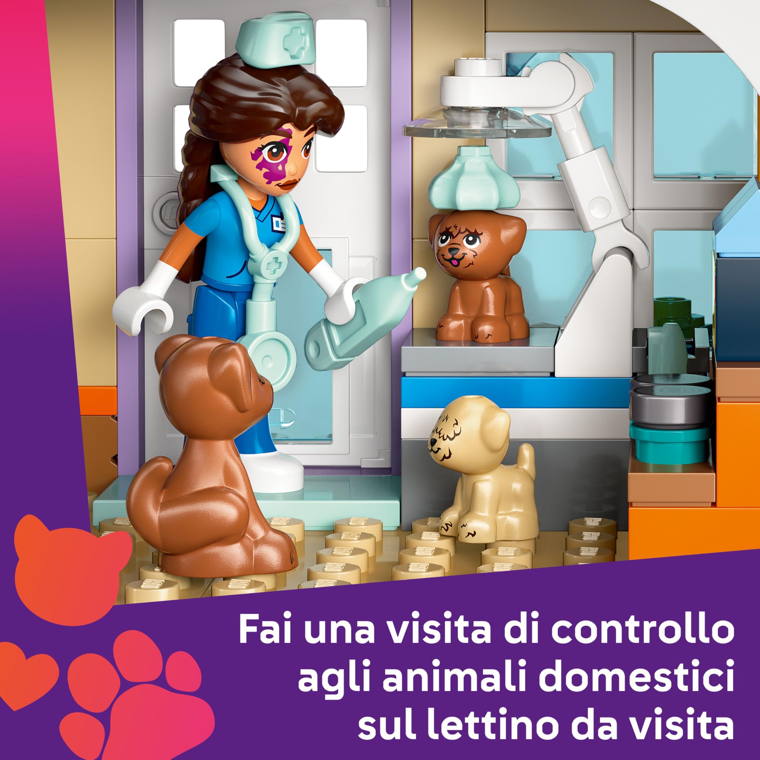 LEGO Friends Cavallo e Clinica Veterinaria Giocattolo per Animali Domestici - con Cavallo, Gatto, 3 Cani, 3 Mini Bamboline, Stalla e Accessori - Regalo di Compleanno per Bambine da 6 Anni - 42651